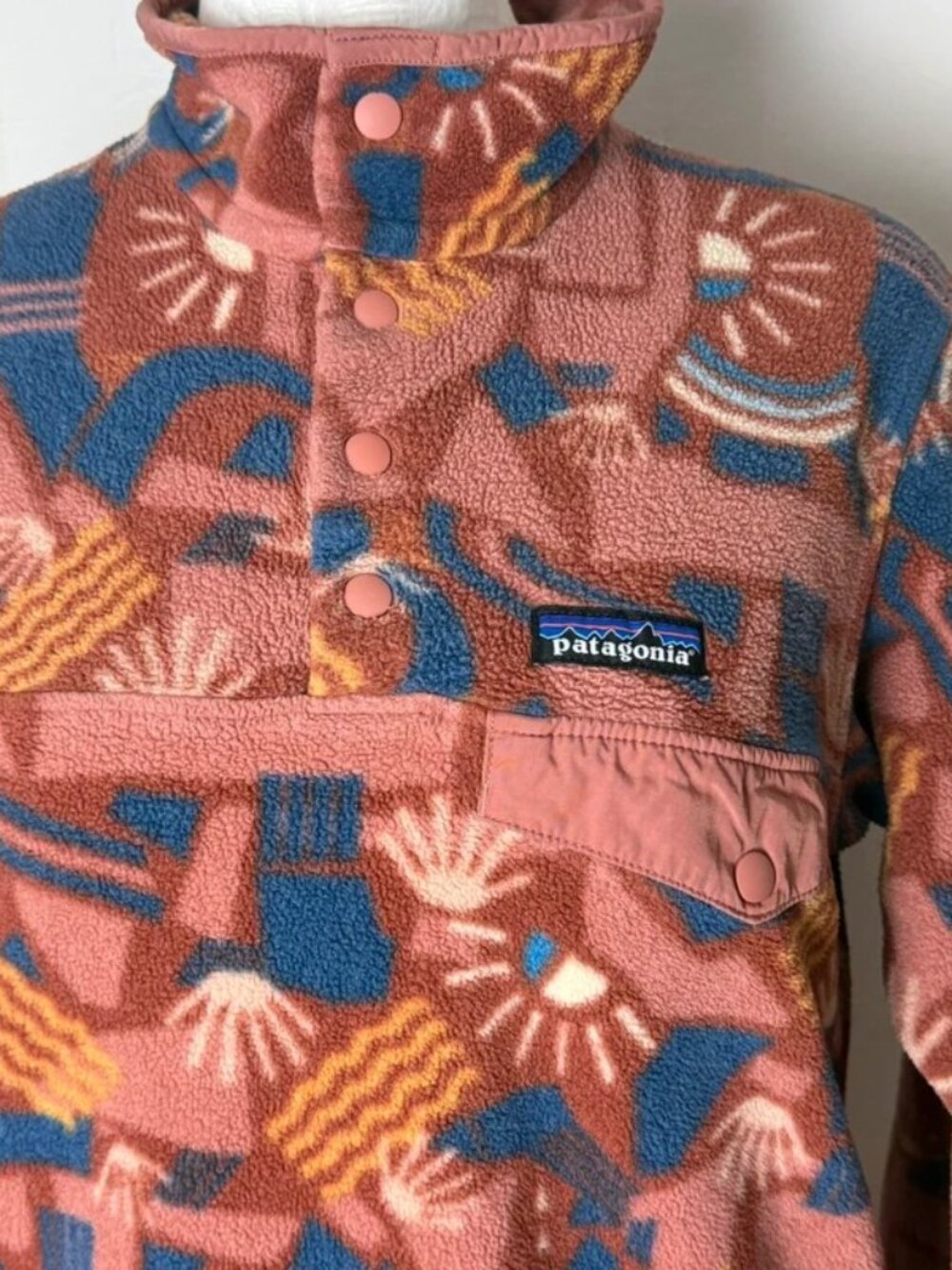 Patagonia Women’s Synchilla Snap-T Pullover Canyon Block Print — XS / US 2 - Picture 2 of 8